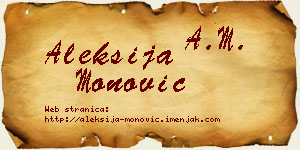 Aleksija Monović vizit kartica